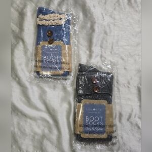 NWT Lot Of 2 Women's Sofia Vitali Tall Boot Socks Grey & Blue One Size